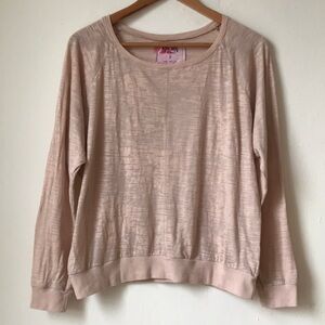 Nation LTD Raglan sleeve top heathered Pale Peach jersey Lightweight Size 3 (M)